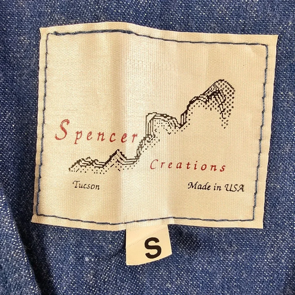 Spencer Creations Tucson Blue Denim Studded Western Vest Small Made in USA VTG